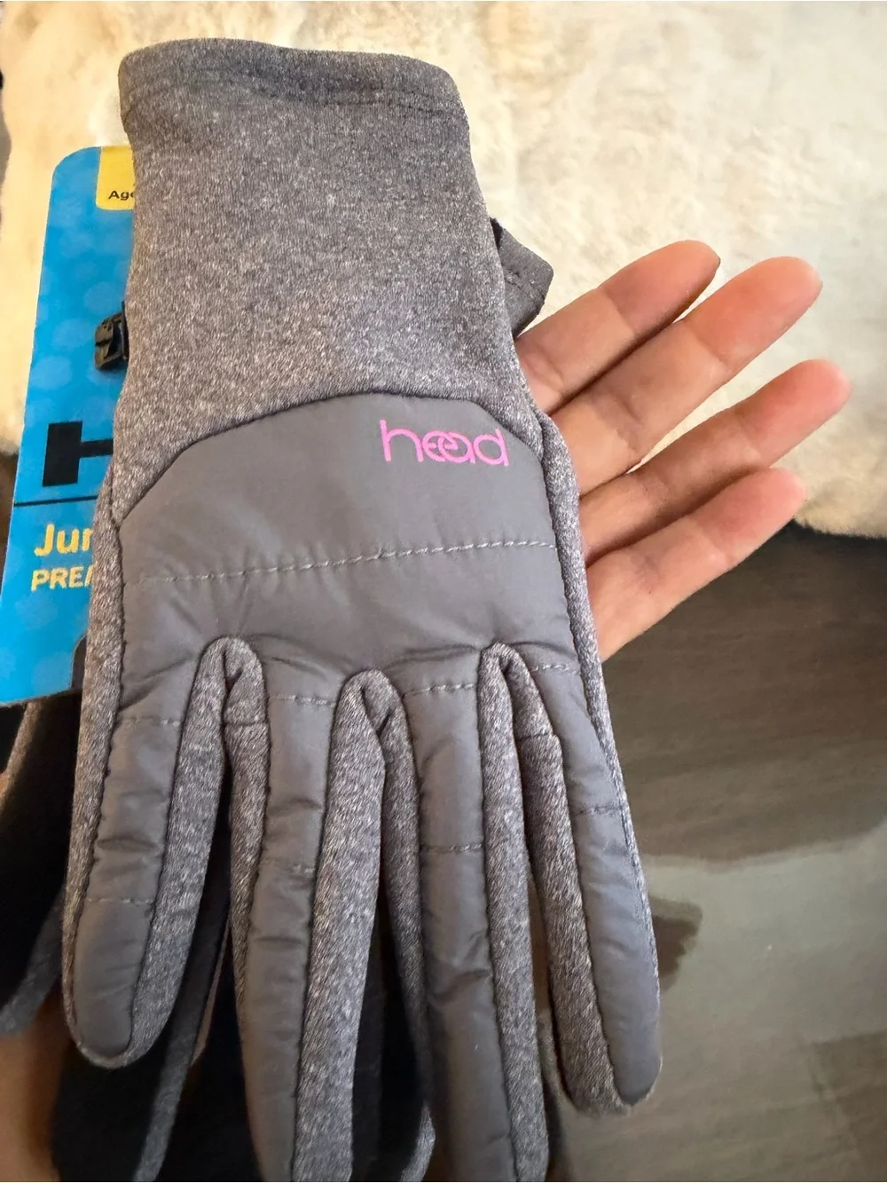 Head Gray Pink Kids Mittens